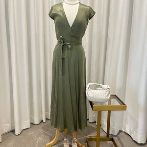 Elegant Sage Green Wrap Midi Dress | & Other Stories | Size